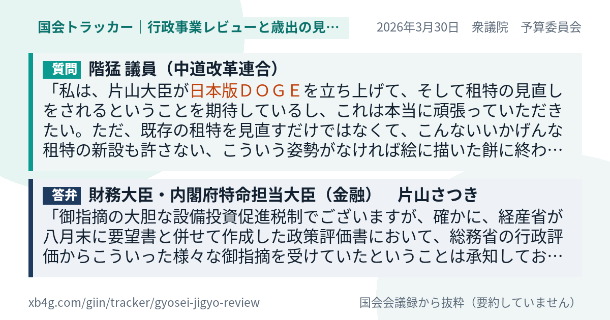 質問と答弁のカード