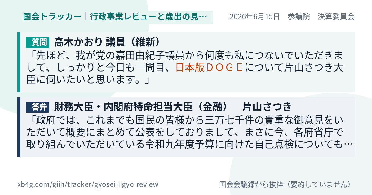 質問と答弁のカード