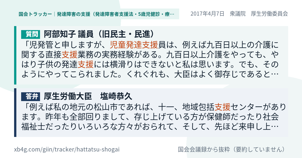 質問と答弁のカード