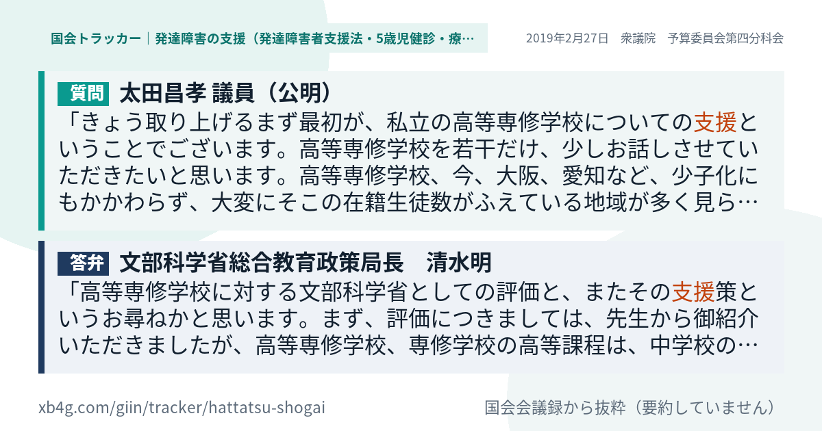 質問と答弁のカード