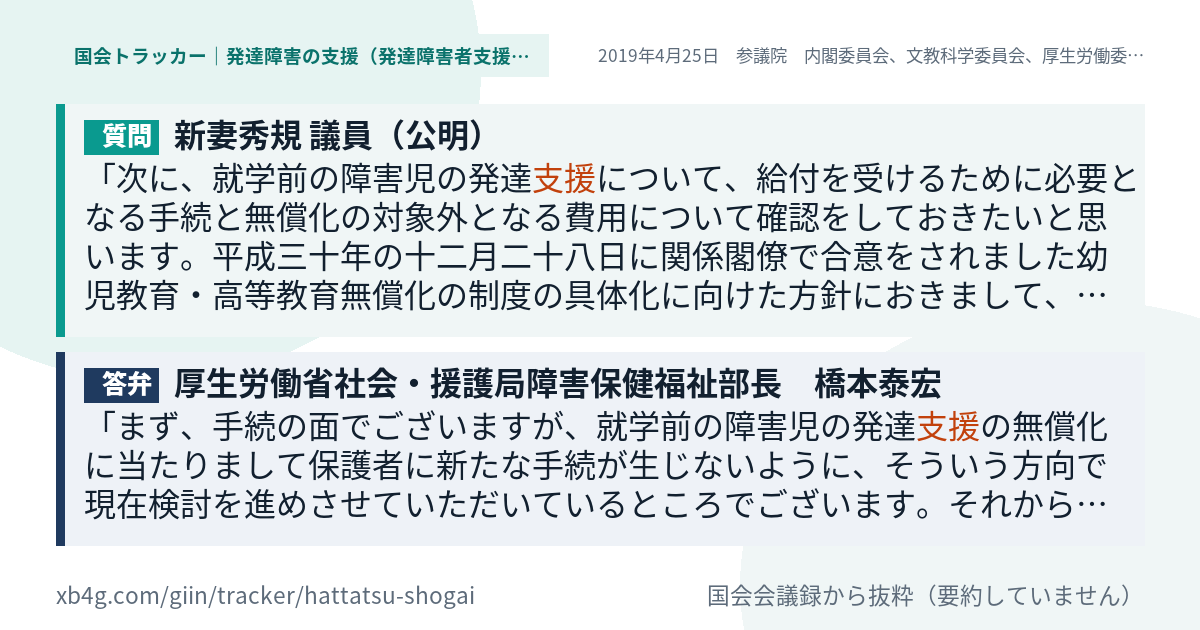 質問と答弁のカード