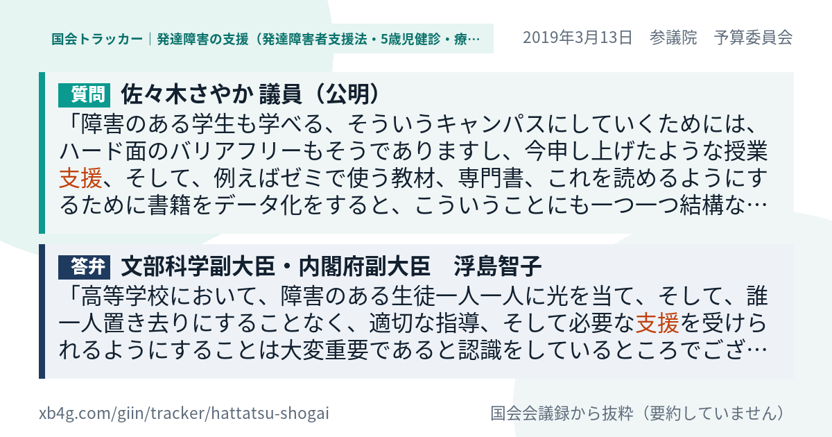 質問と答弁のカード