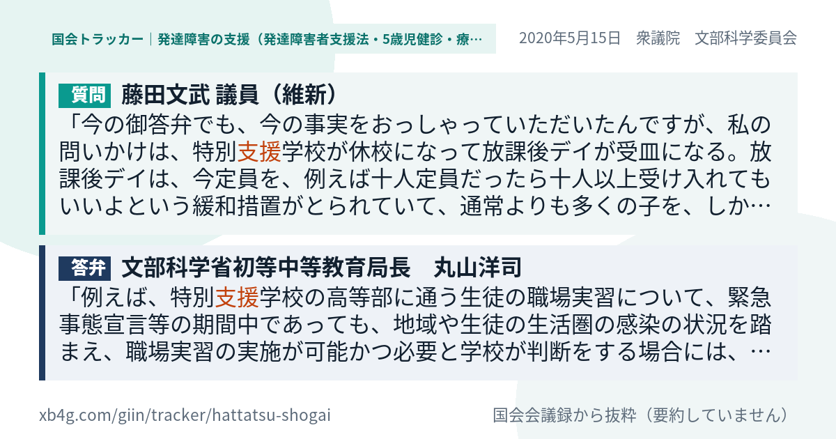 質問と答弁のカード