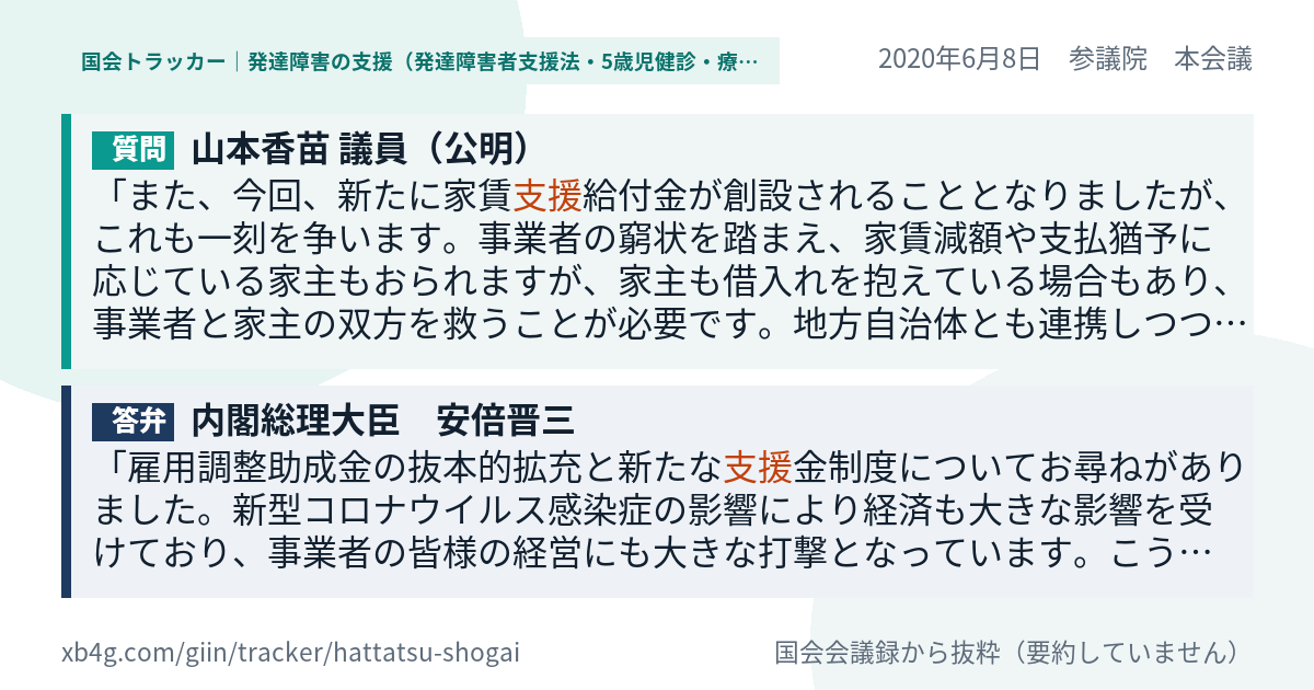 質問と答弁のカード