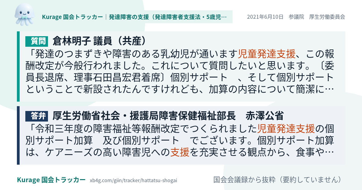 質問と答弁のカード