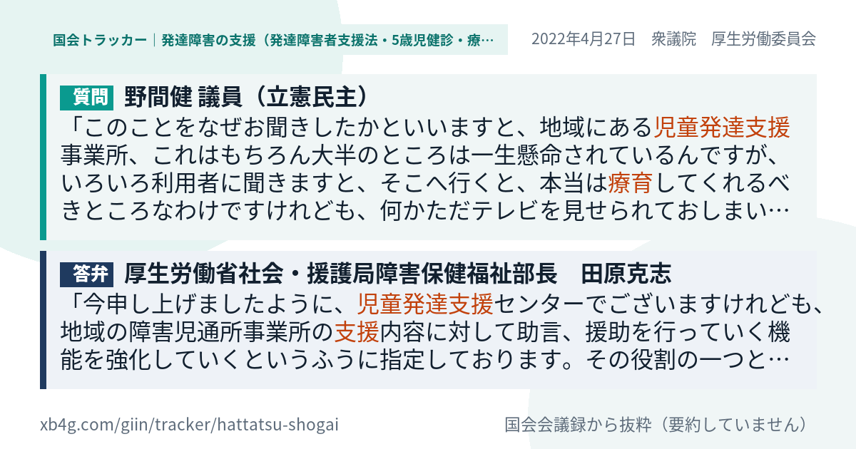 質問と答弁のカード