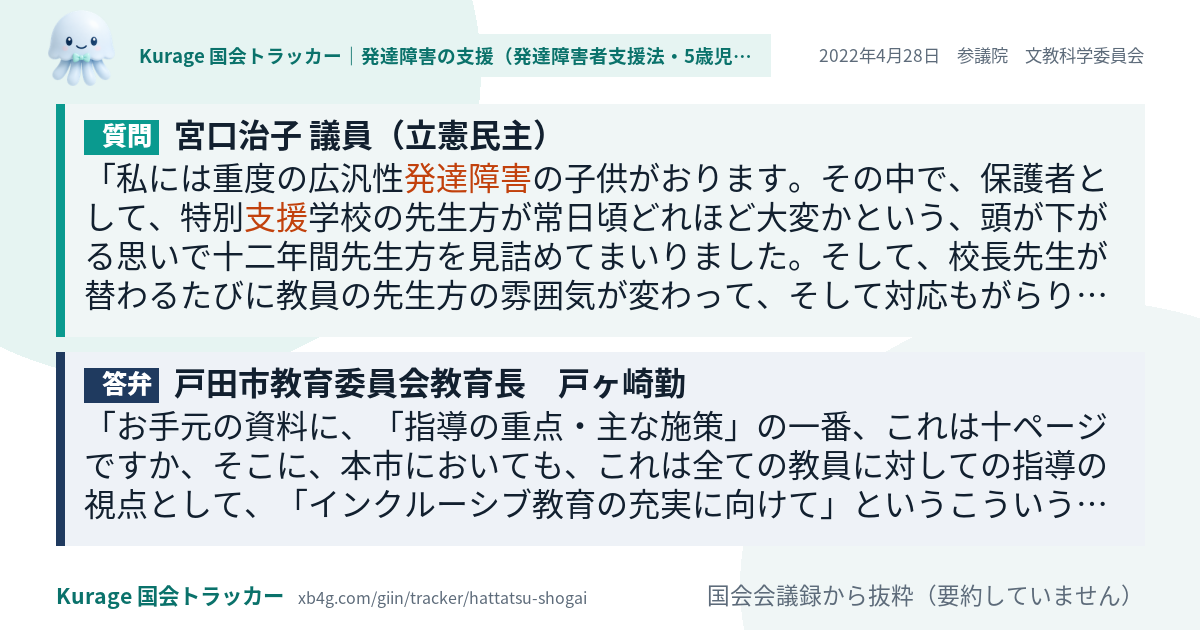 質問と答弁のカード