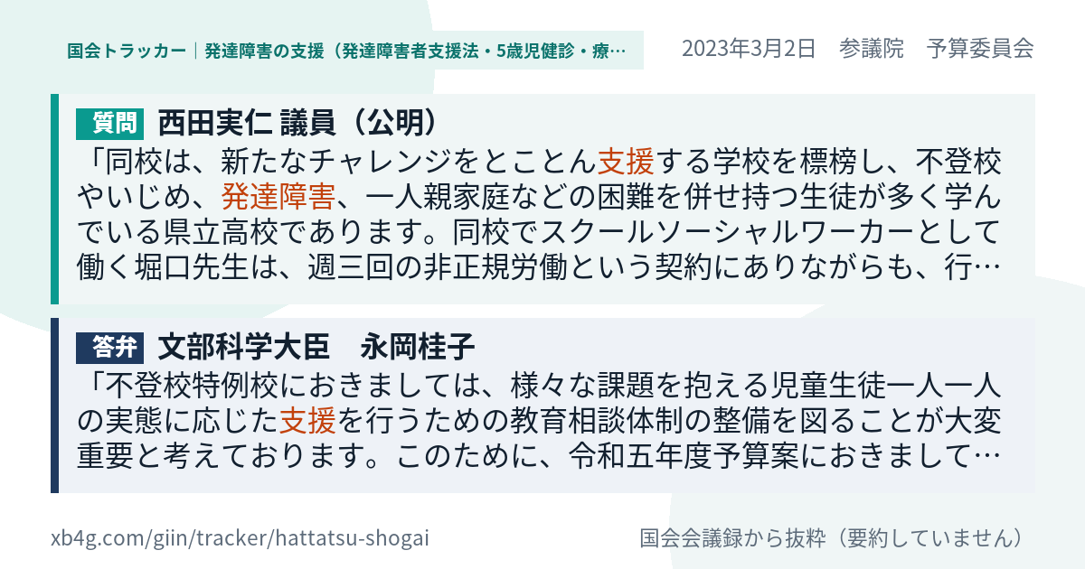 質問と答弁のカード