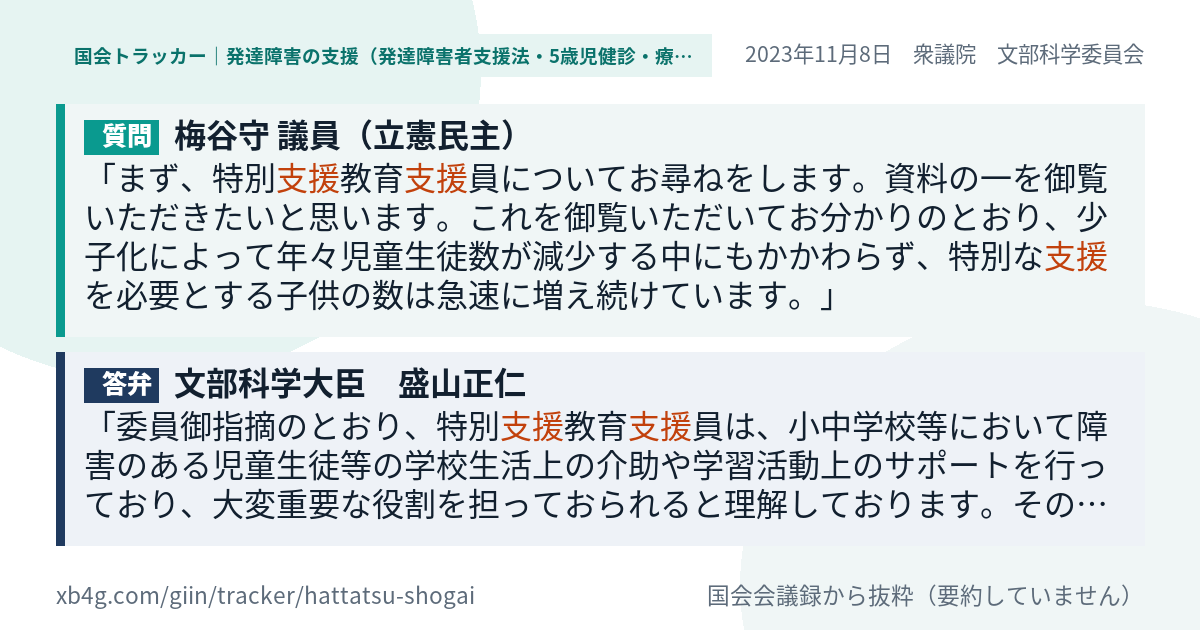 質問と答弁のカード