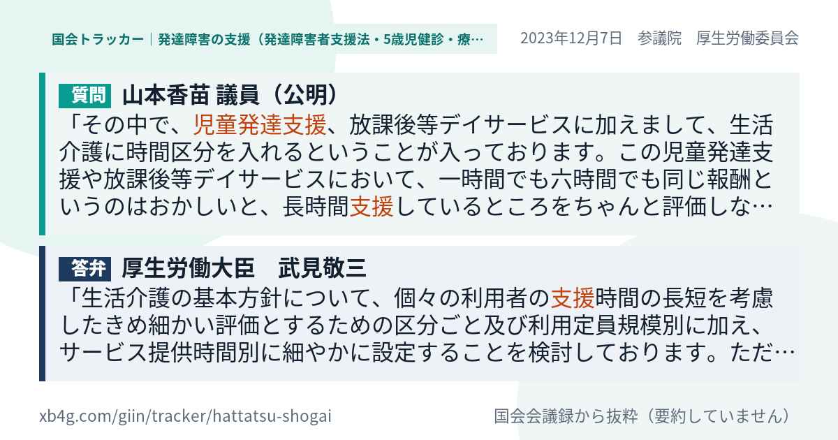 質問と答弁のカード