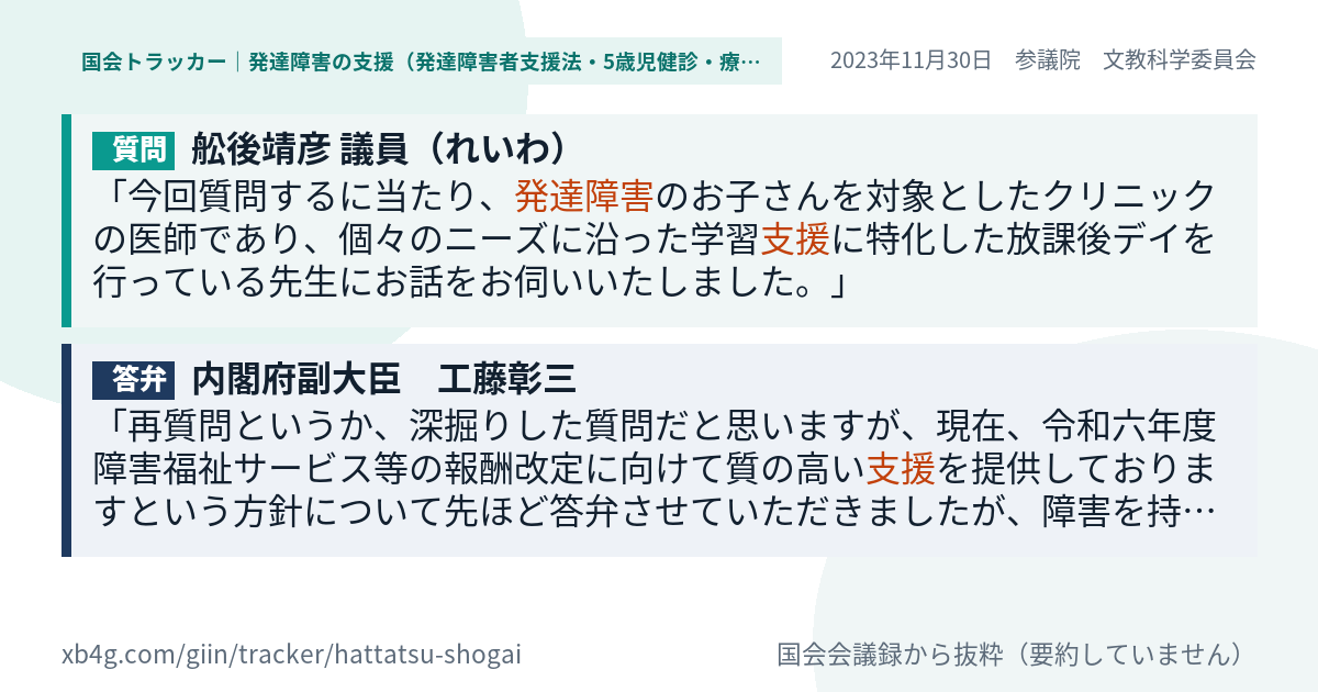 質問と答弁のカード