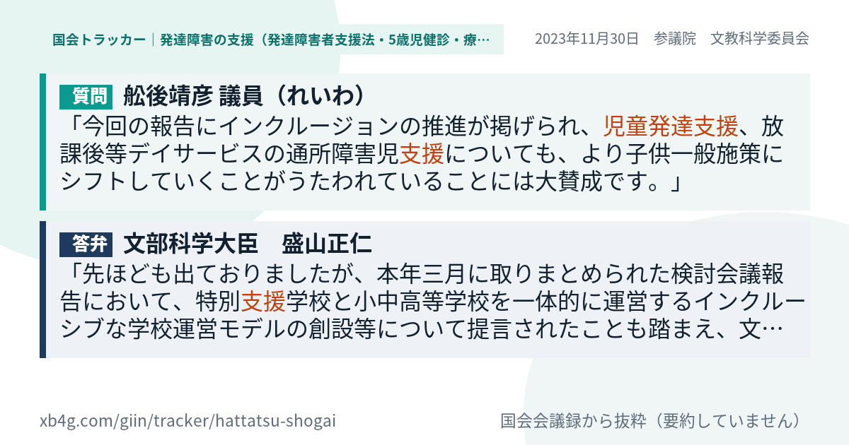 質問と答弁のカード