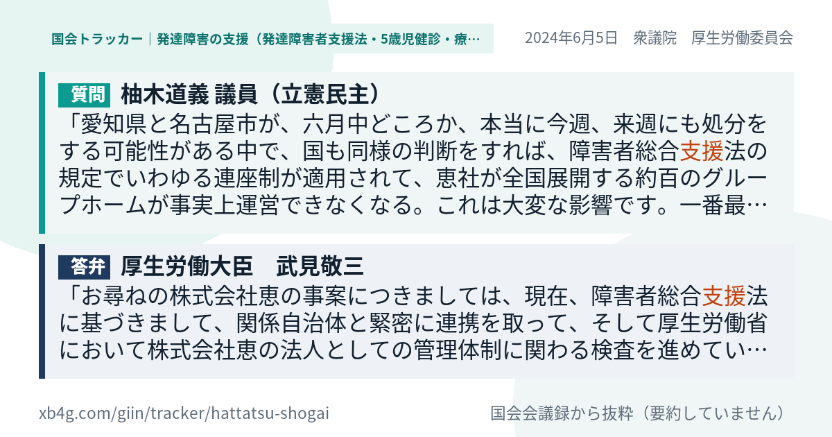質問と答弁のカード