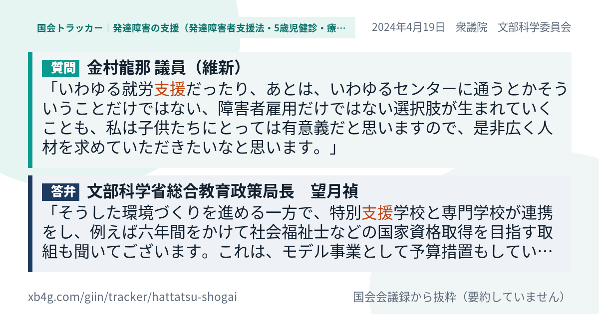 質問と答弁のカード
