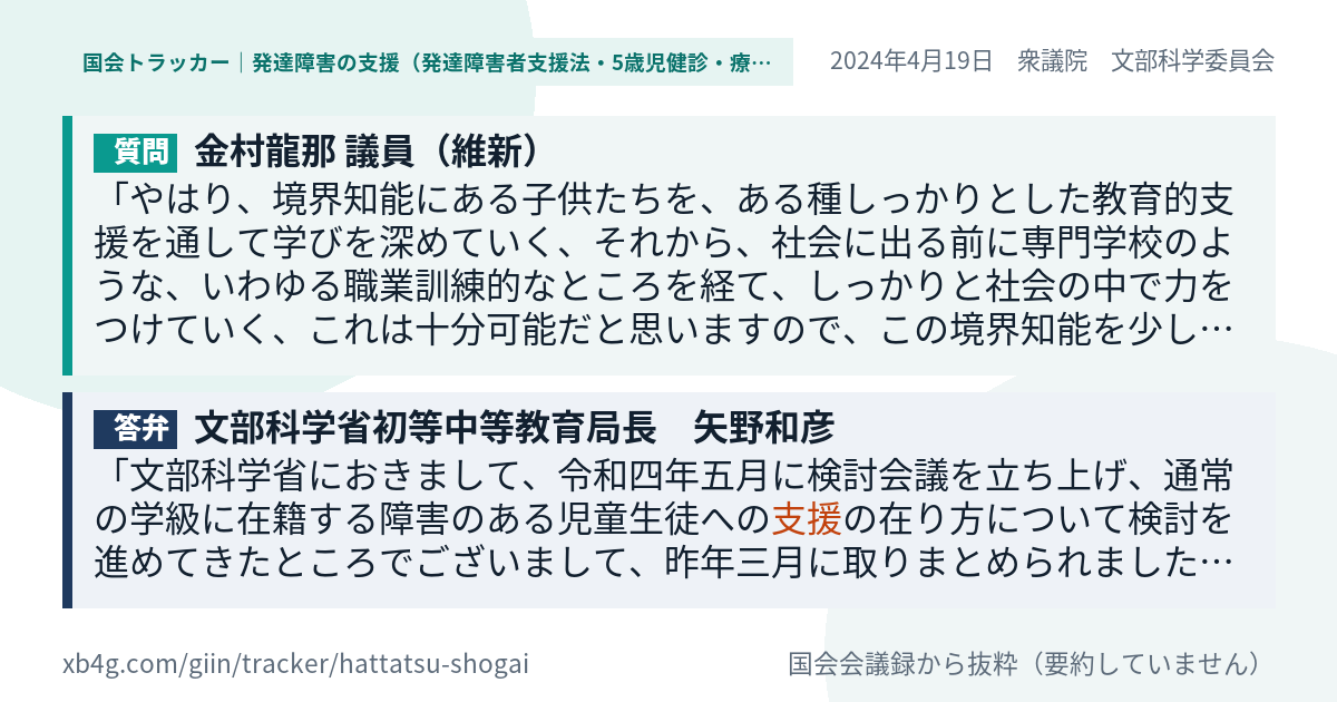 質問と答弁のカード