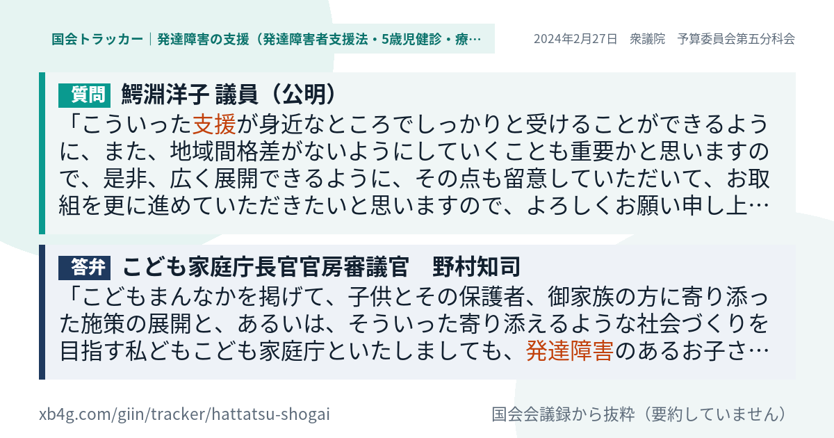 質問と答弁のカード