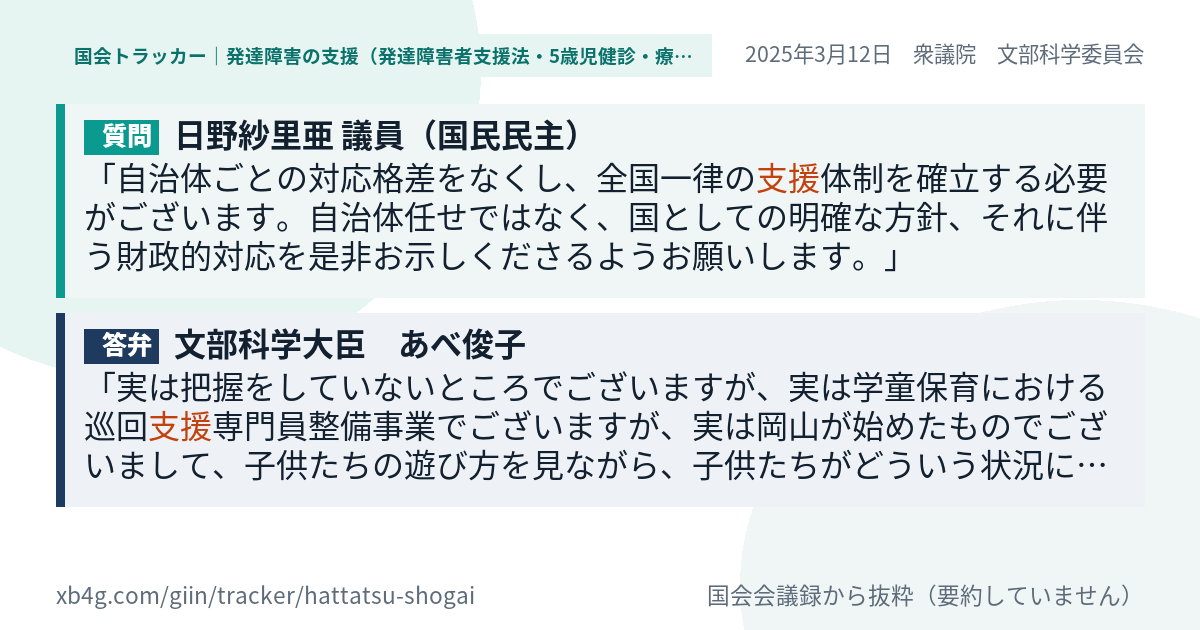質問と答弁のカード