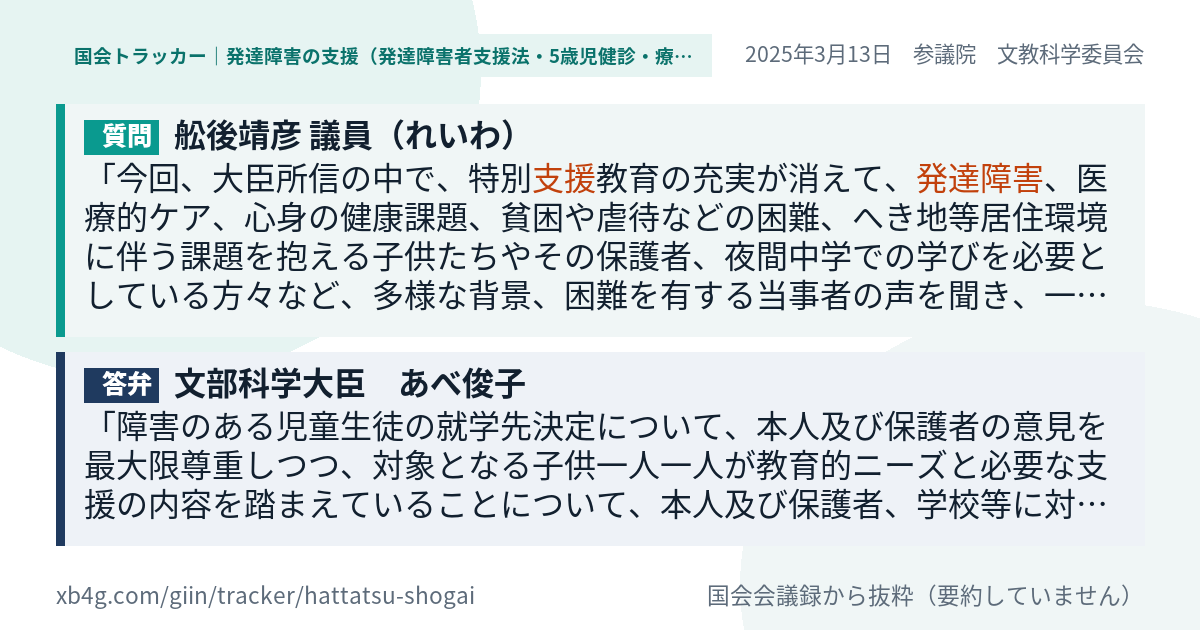 質問と答弁のカード