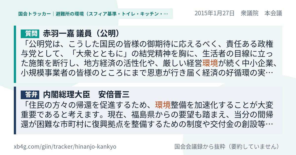 質問と答弁のカード
