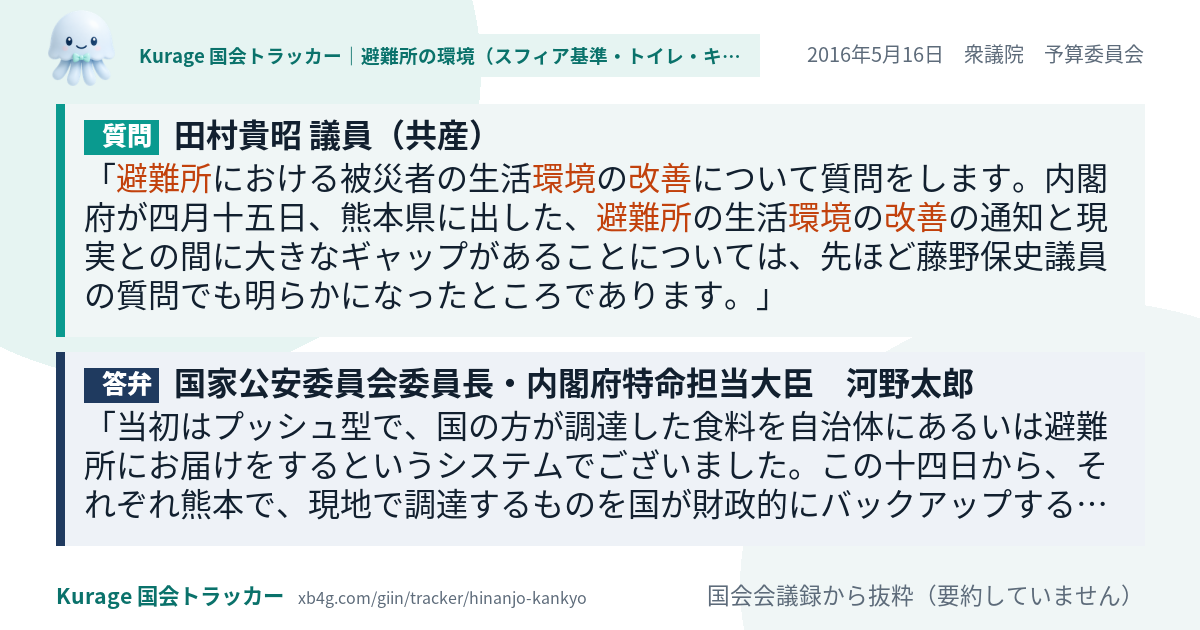 質問と答弁のカード