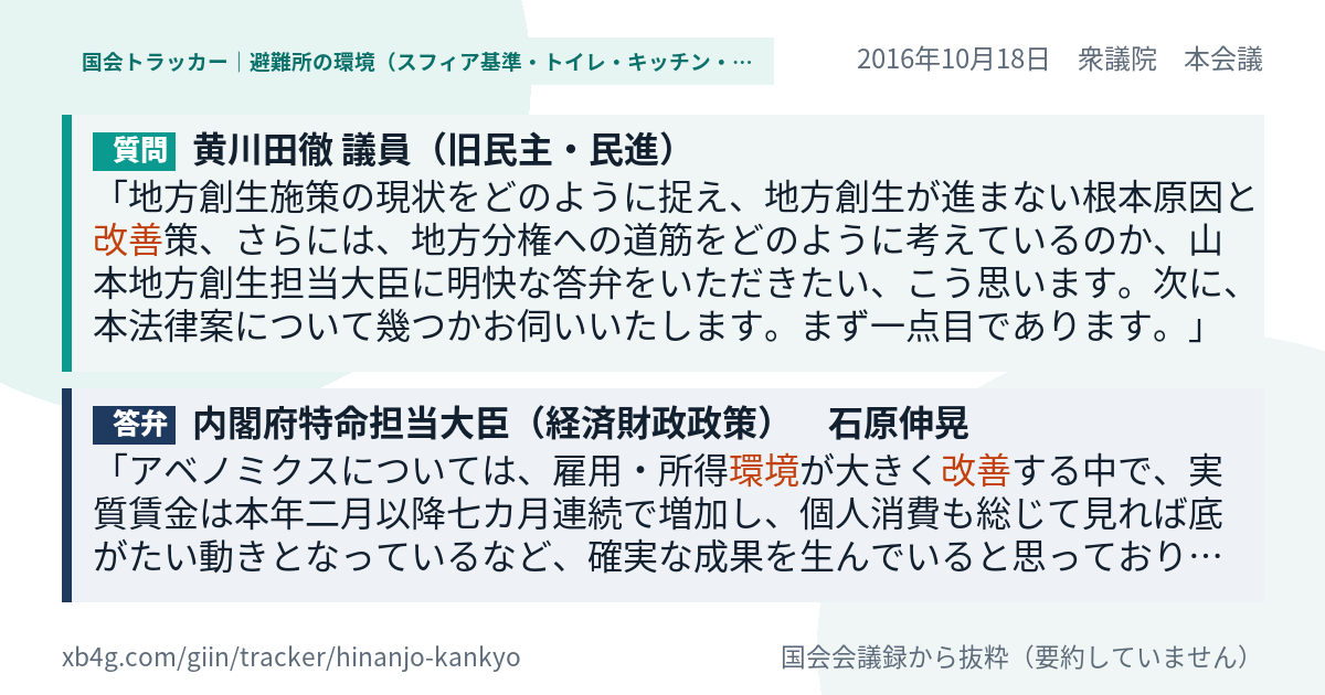 質問と答弁のカード