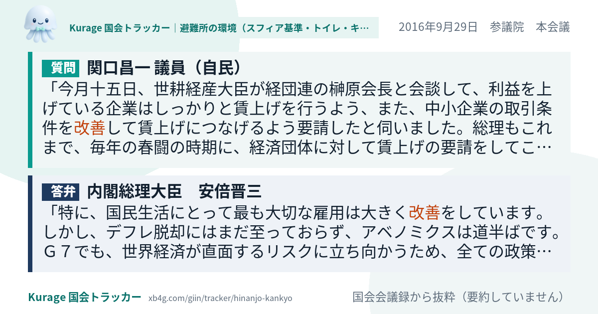 質問と答弁のカード