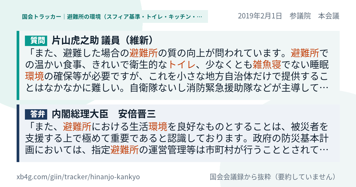 質問と答弁のカード
