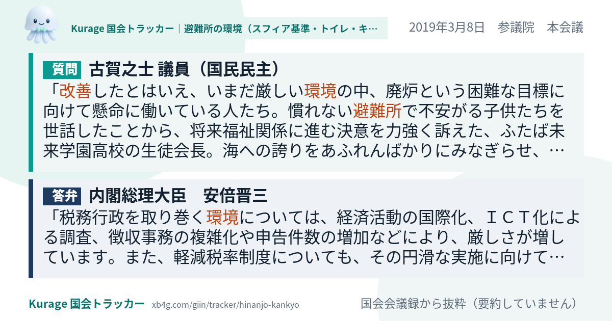 質問と答弁のカード