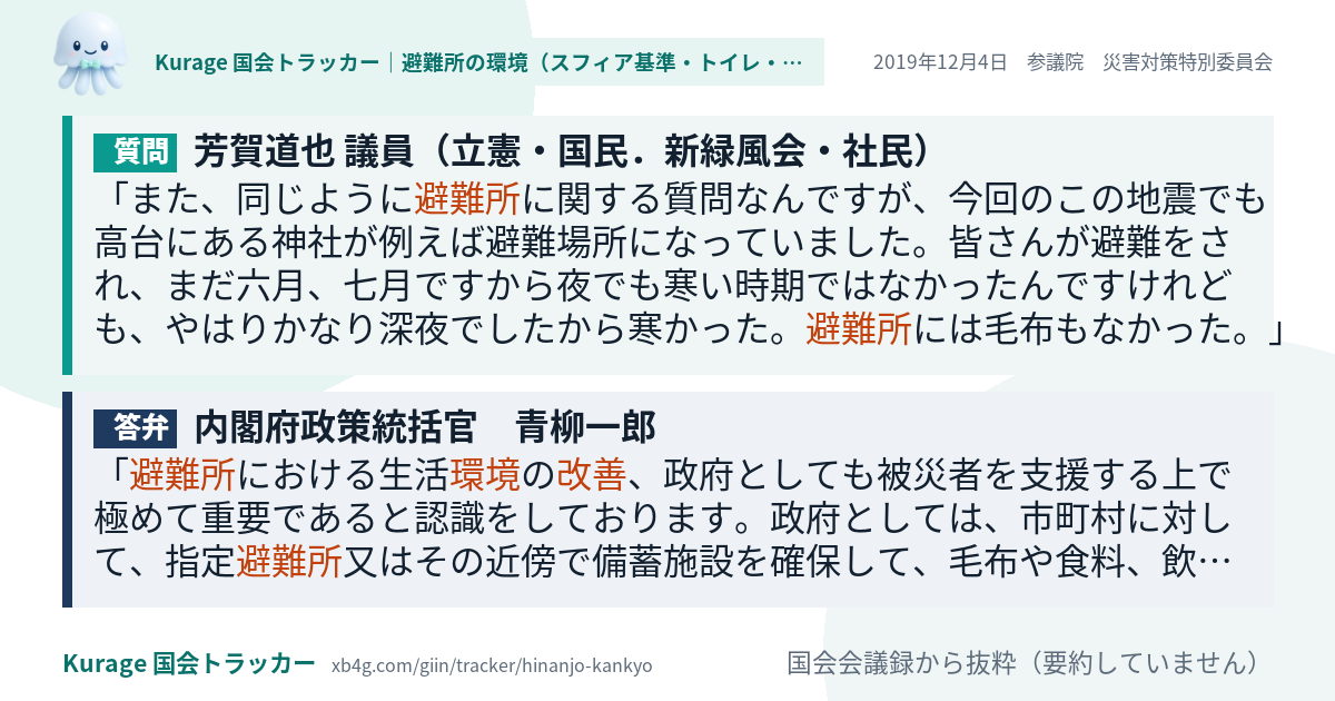 質問と答弁のカード