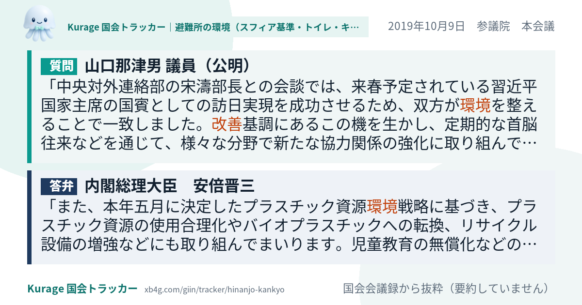 質問と答弁のカード