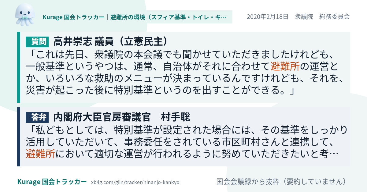 質問と答弁のカード