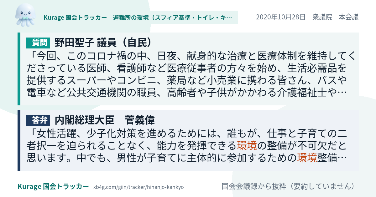 質問と答弁のカード