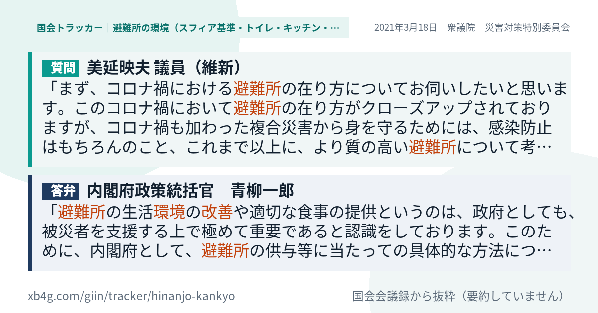 質問と答弁のカード