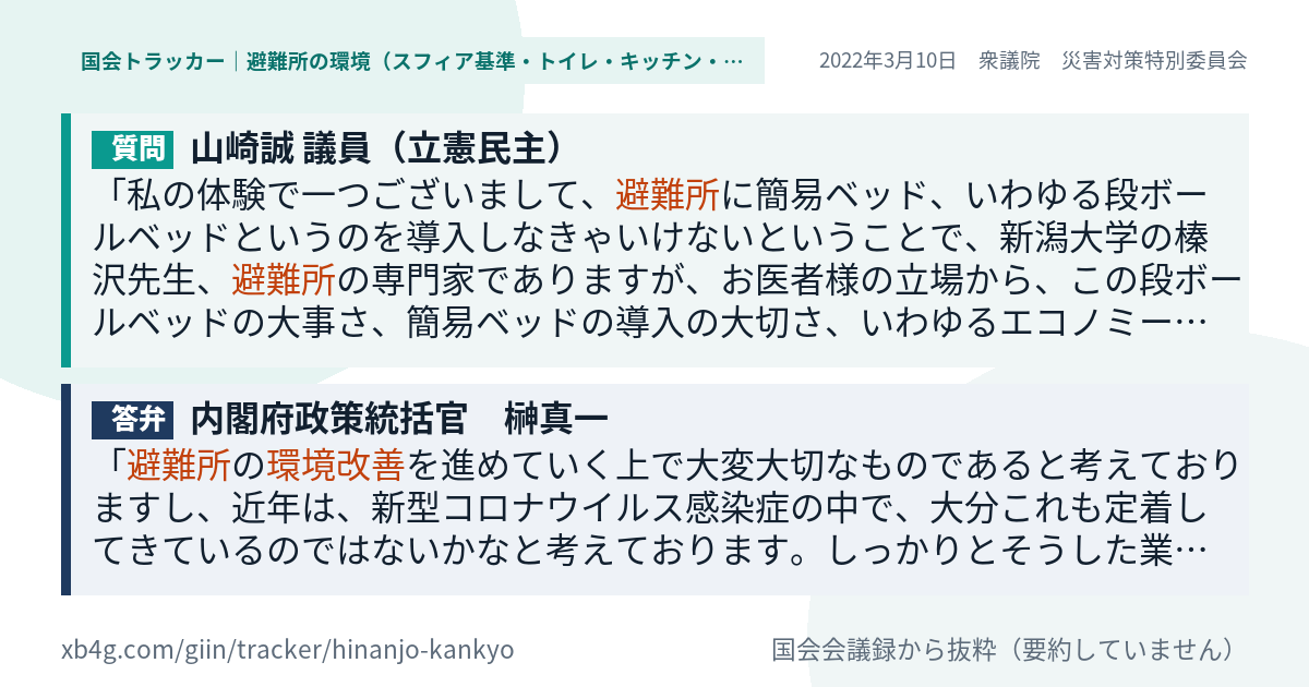 質問と答弁のカード