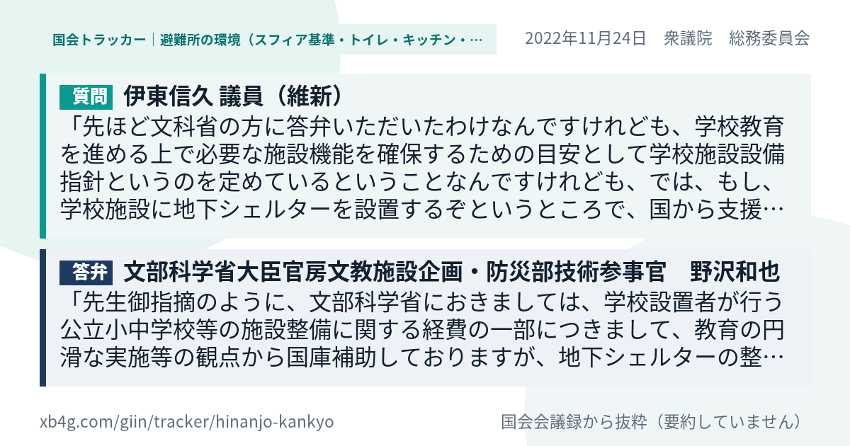 質問と答弁のカード