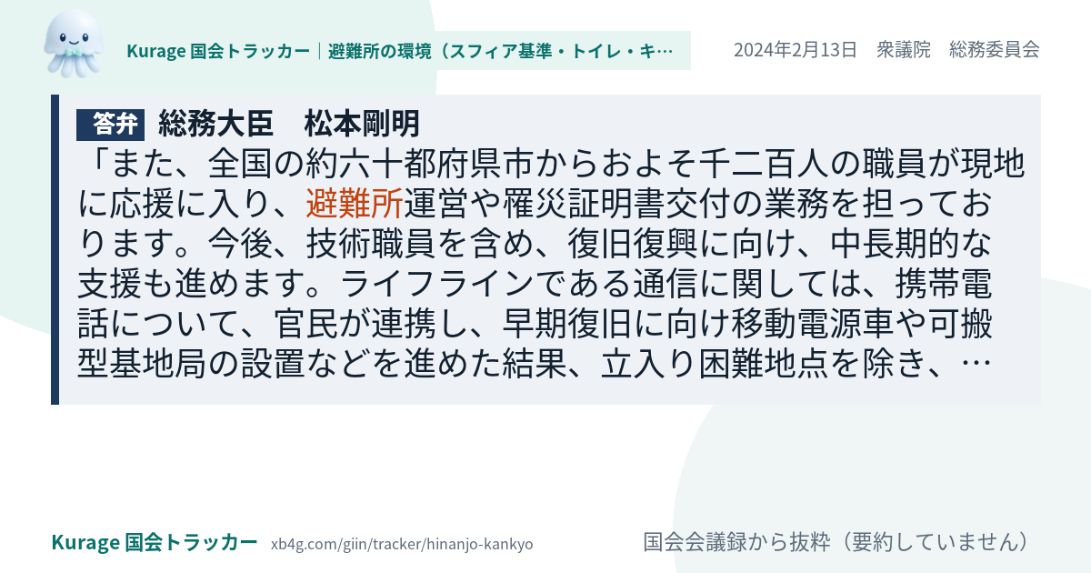 質問と答弁のカード