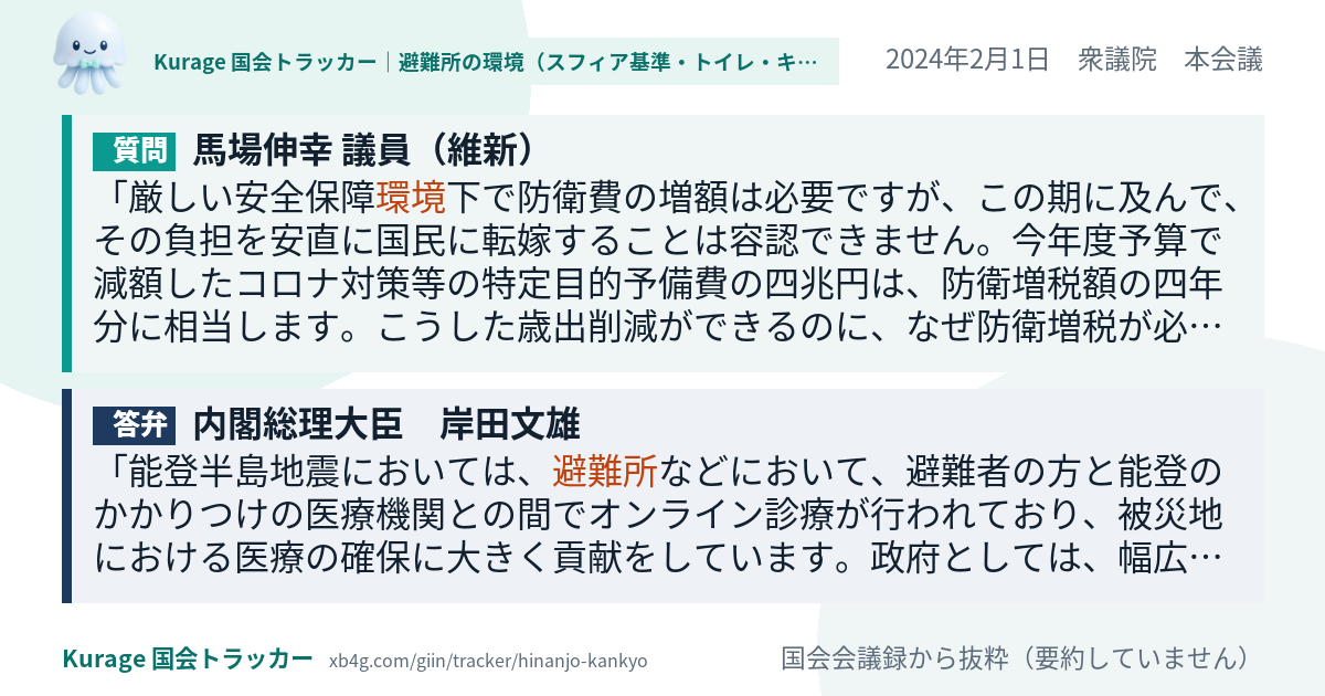 質問と答弁のカード