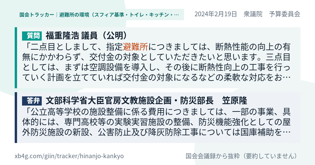 質問と答弁のカード