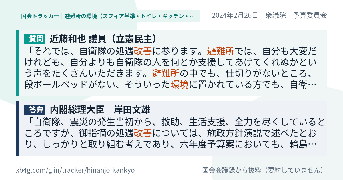 質問と答弁のカード