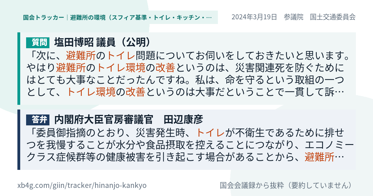 質問と答弁のカード