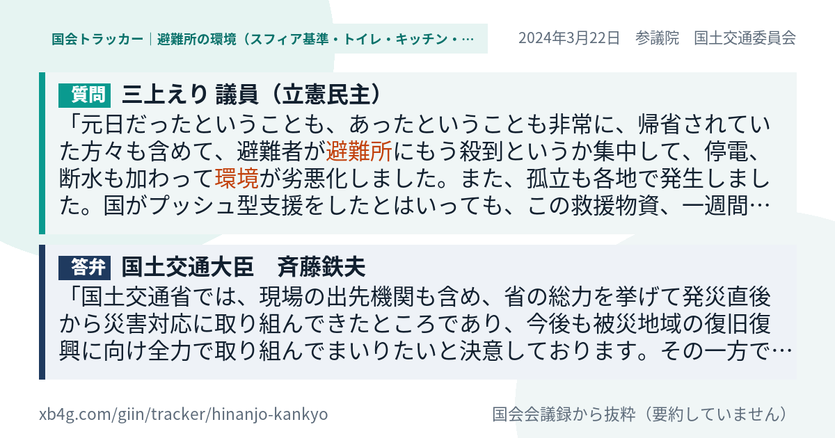 質問と答弁のカード