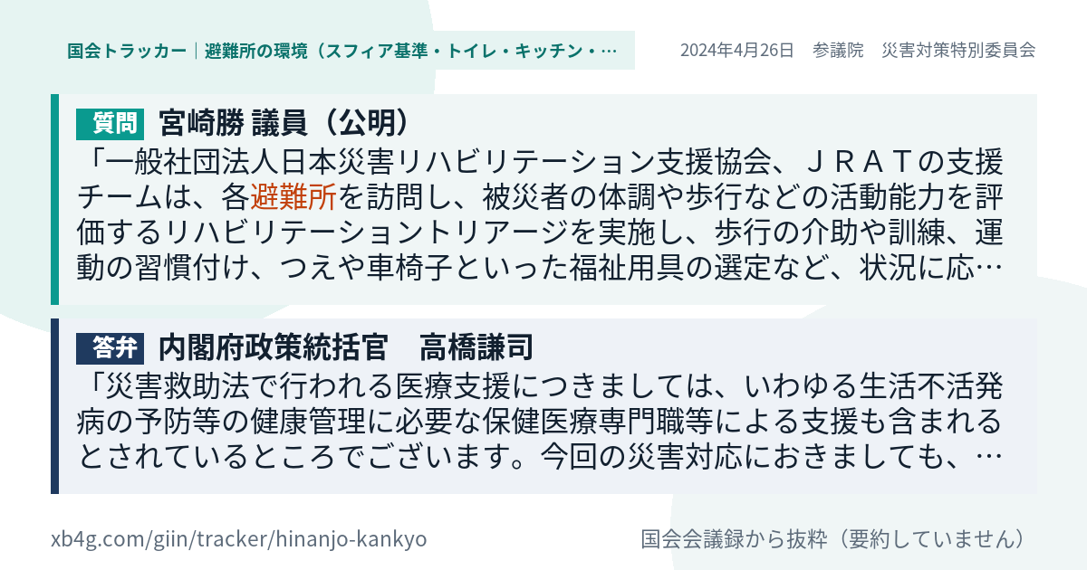 質問と答弁のカード