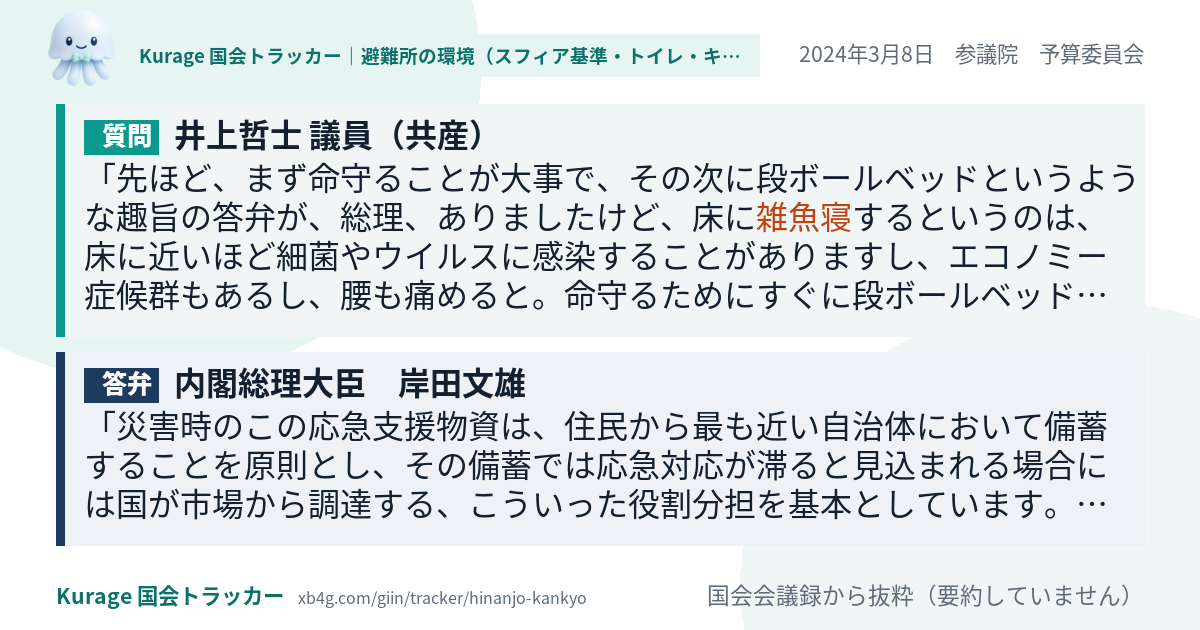 質問と答弁のカード