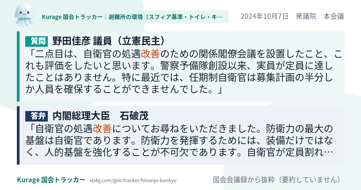 質問と答弁のカード