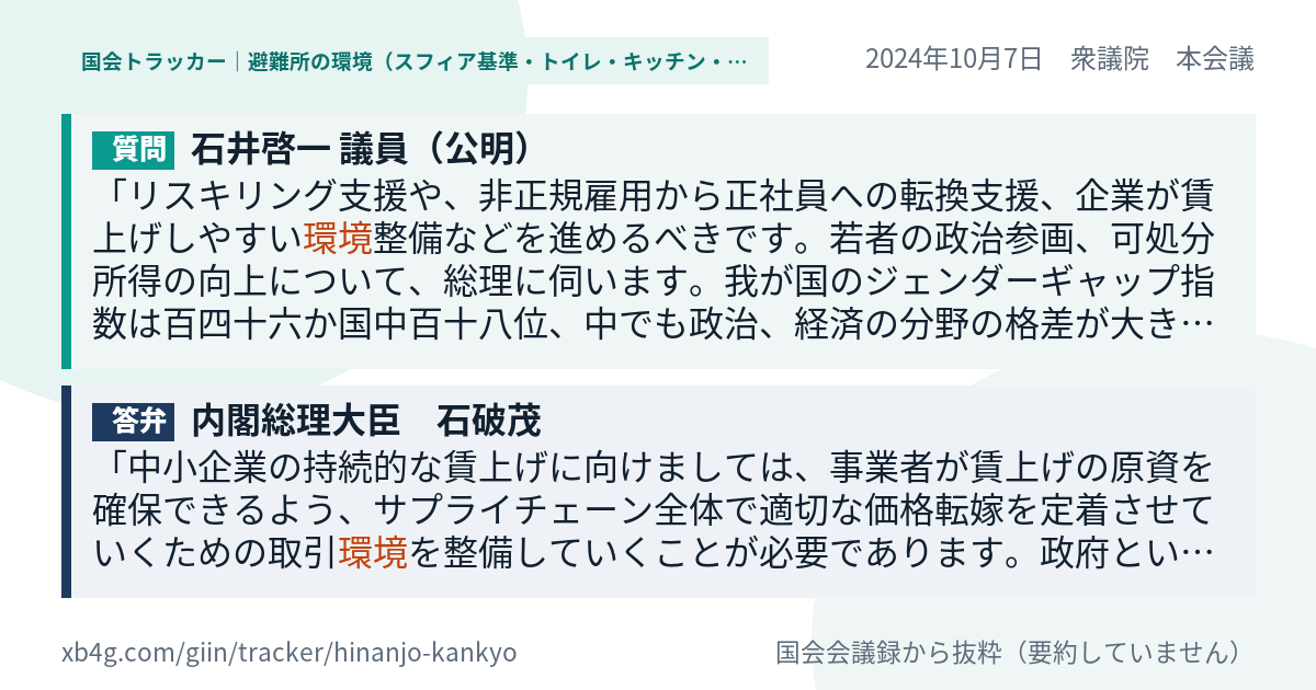 質問と答弁のカード