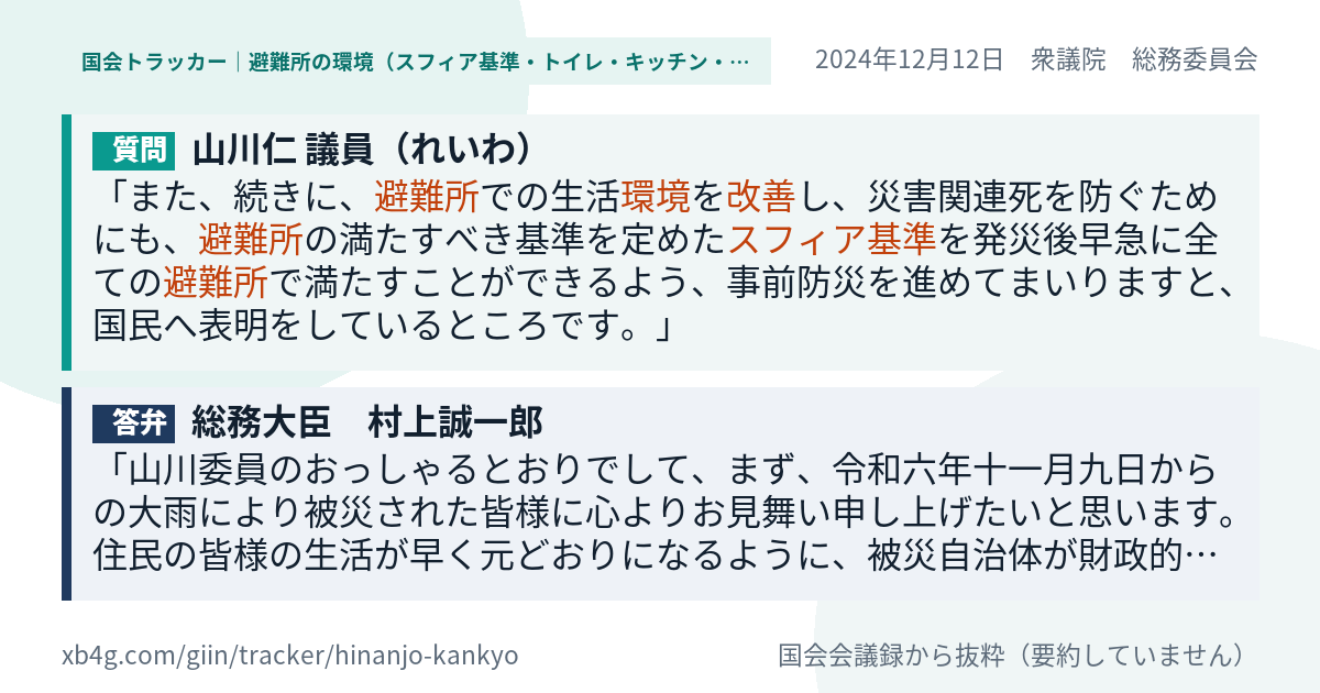 質問と答弁のカード