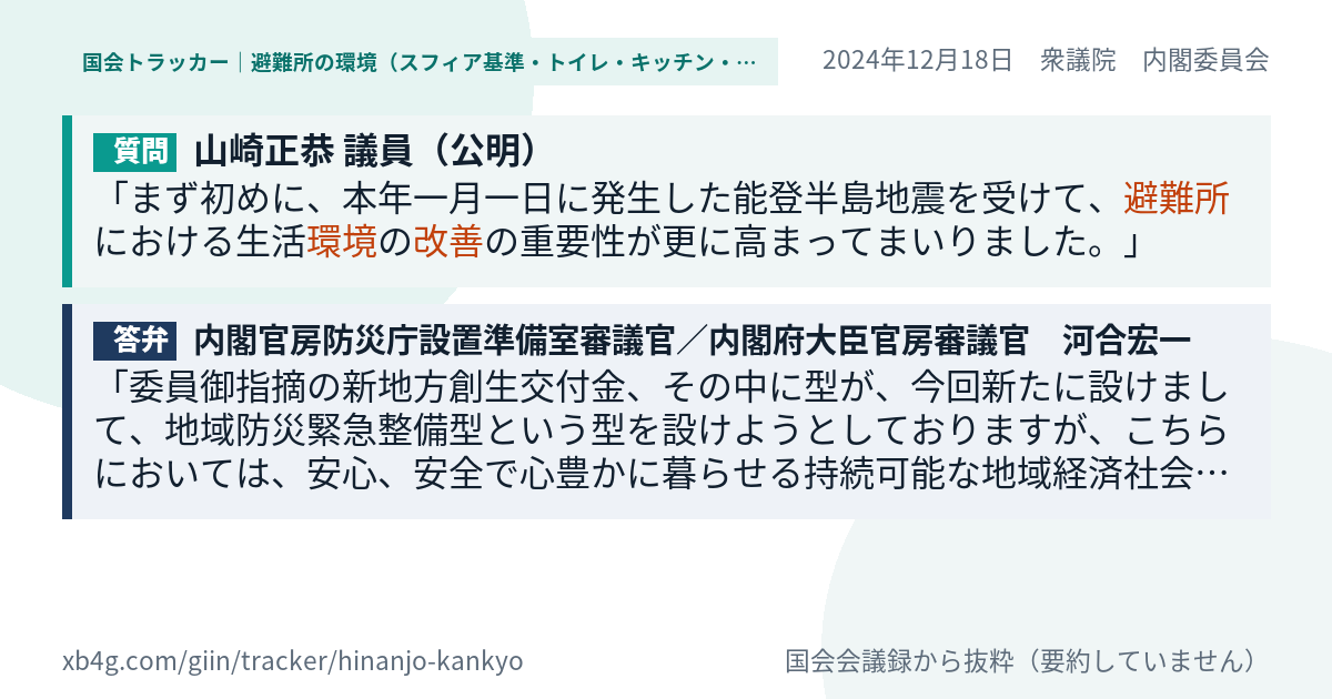 質問と答弁のカード