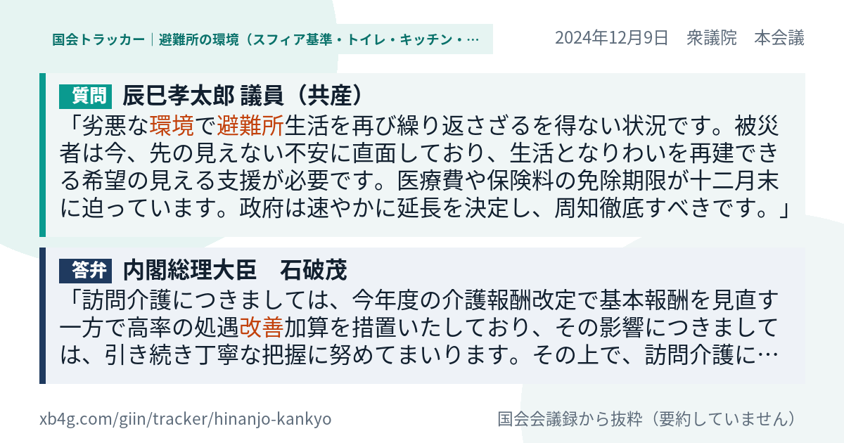質問と答弁のカード