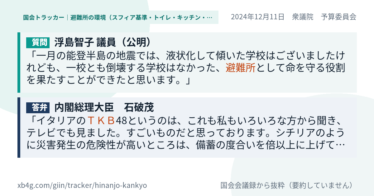 質問と答弁のカード