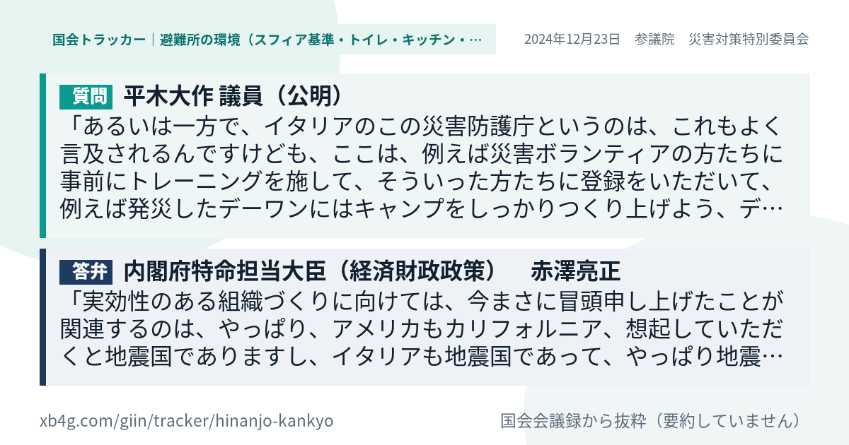 質問と答弁のカード